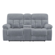 New Classic Furniture Bravo Light Gray Console Loveseat With Power Footrest