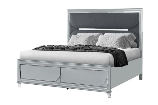 Global Furniture Caleb Silver King Bed with LED