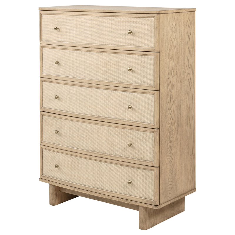 Coaster Furniture Kailani Beige Oak 5 Drawer Chest