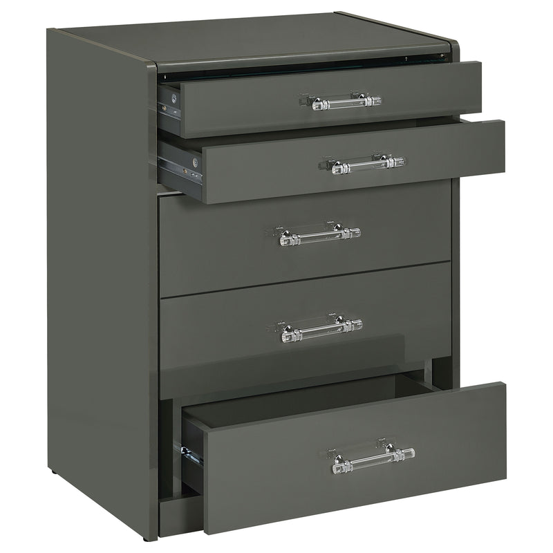 Coaster Furniture Danbury Grey High Gloss Makeup Vanity and Stool Set