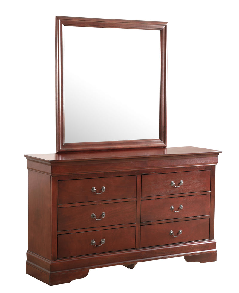 Glory Furniture Louis Phillipe Cherry Dresser and Mirror