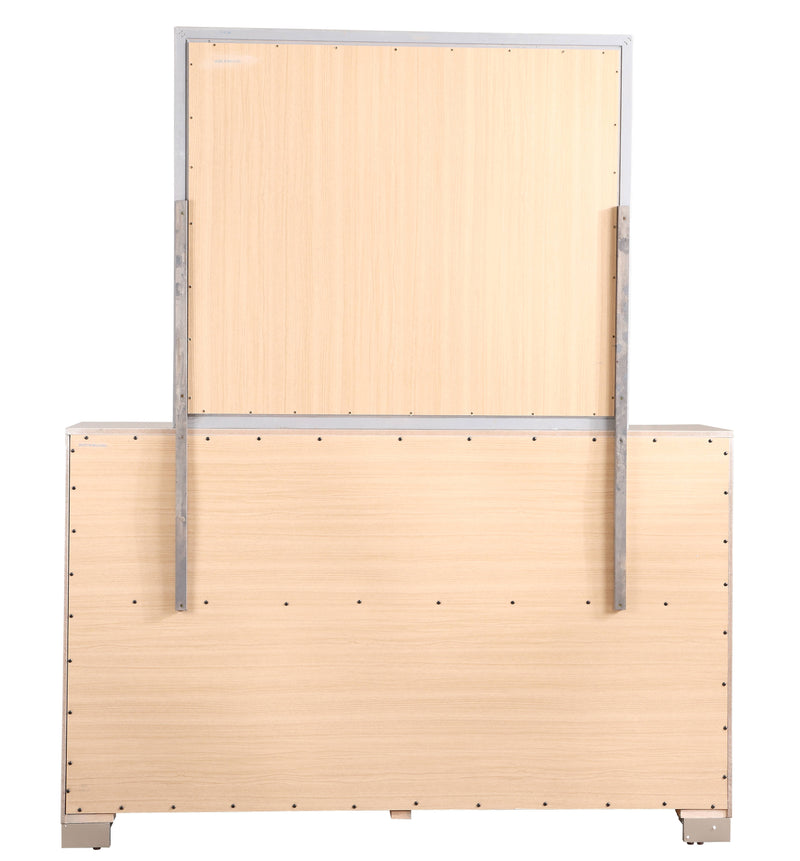 Glory Furniture Alana Silver Champagne Dresser and Mirror