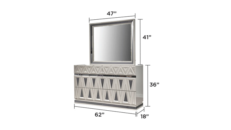 Galaxy Home Lavita River Sand Gray Dresser And Mirror