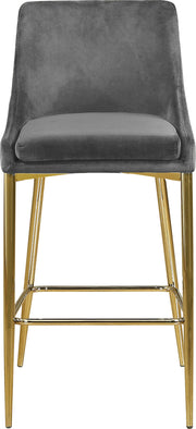 2 Meridian Furniture Karina Grey Velvet Gold Counter Height Stools