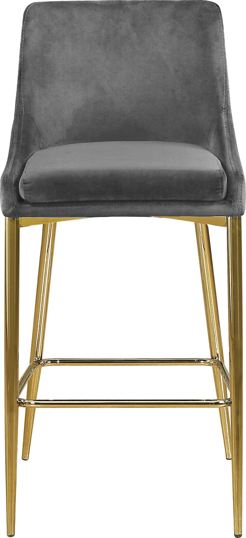 2 Meridian Furniture Karina Grey Velvet Gold Counter Height Stools