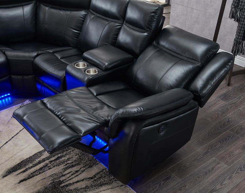 Global Furniture UM02 Black Sectional with LED