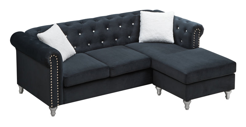 Glory Furniture Raisa Gray Velvet Sofa Chaise