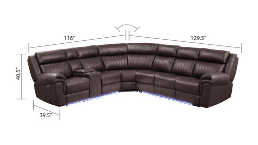 Galaxy Home Aviator Brown Recliner Sectional
