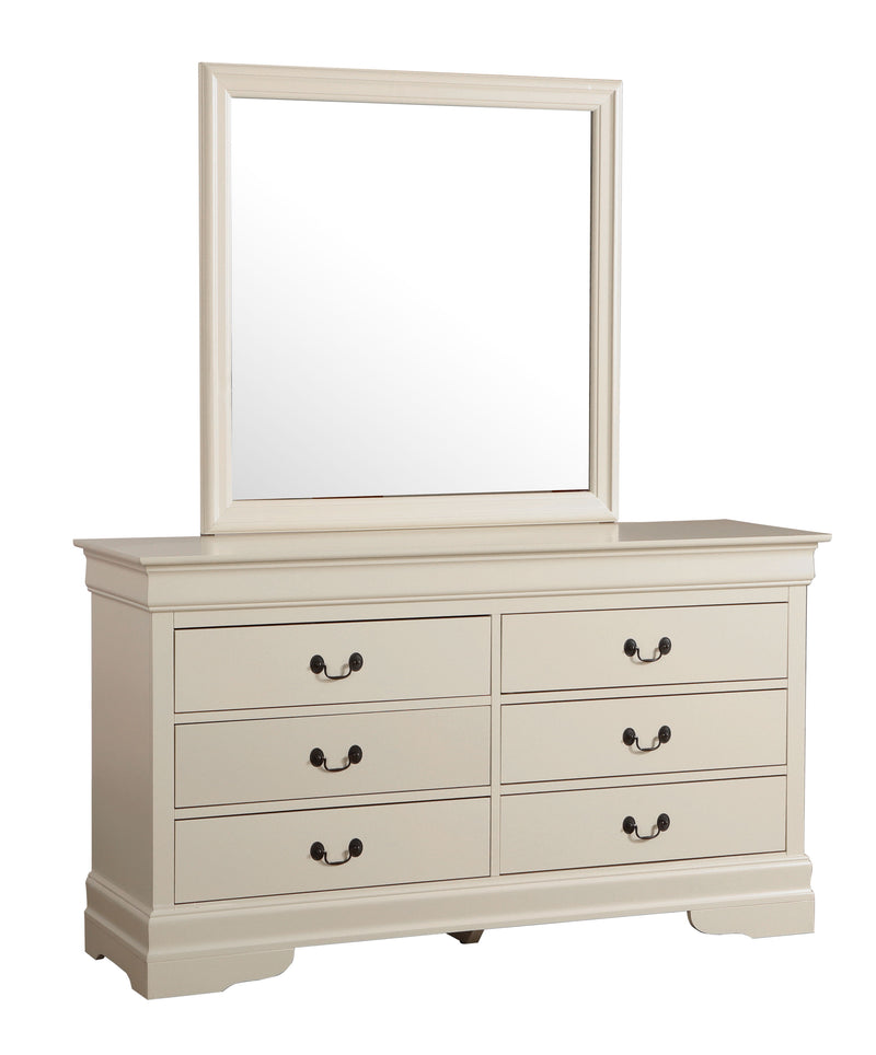 Glory Furniture Louis Phillipe Traditional Beige Dresser and Mirror