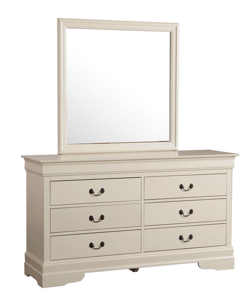 Glory Furniture Louis Phillipe Traditional Beige Dresser and Mirror