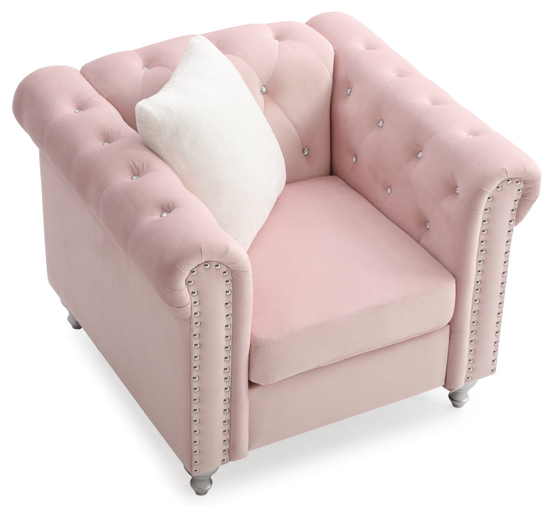 Glory Furniture Raisa Pink Velvet Chair
