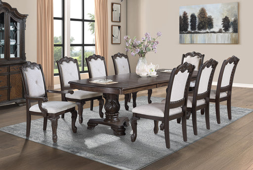 Crown Mark Kiera Coffee Brown 9pc Dining Room Set