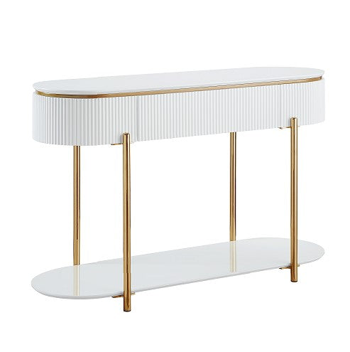 Acme Furniture Daveigh White High Gloss Gold Sofa Table