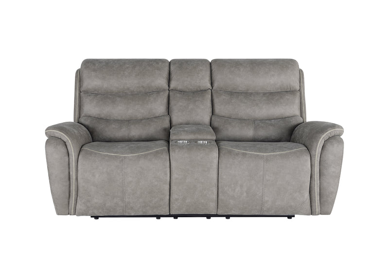 New Classic Furniture Kamari Gray Console Loveseat with Dual Recliners