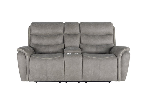New Classic Furniture Kamari Gray Console Loveseat with Dual Recliners
