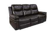 New Classic Furniture Kellen Brown Sofa with Dual Recliner and Drop Down Tray