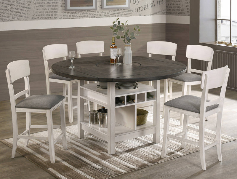 Crown Mark Conner Chalk Grey 7pc Counter Height Set