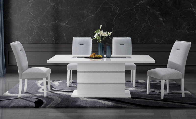 Global Furniture Monaco Grey White Cushion Back 5pc Dining Room Set