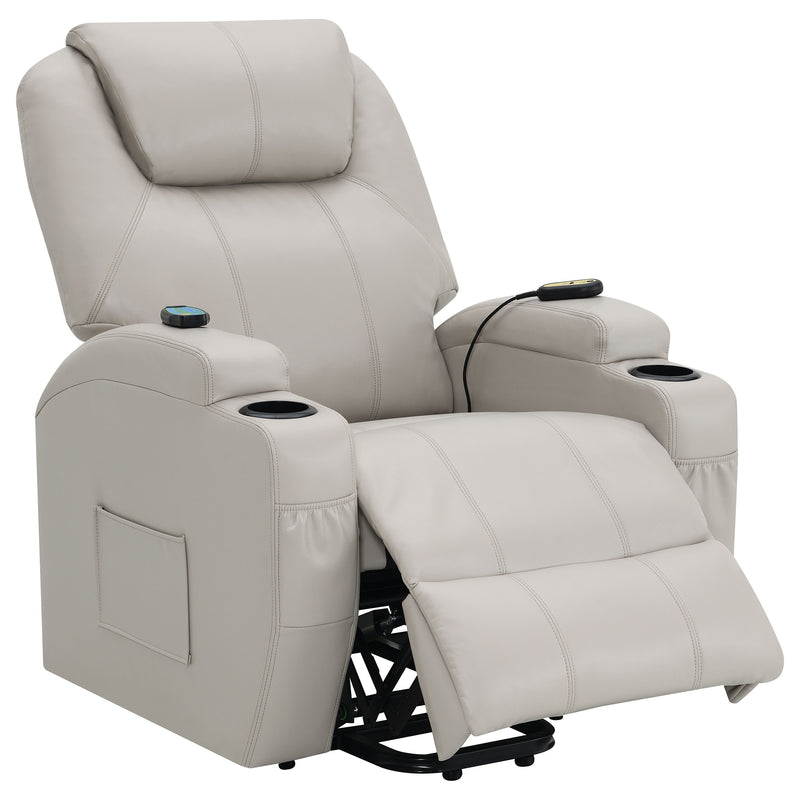 Coaster Furniture Sanger Beige Power Lift Massage Recliner
