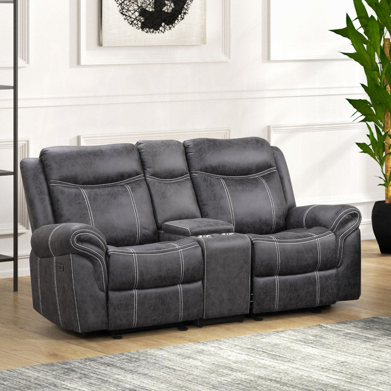 Acme Furniture Zubaida Dark Gray Power Motion Loveseat with Console