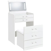 Coaster Furniture Danbury White High Gloss Makeup Vanity and Stool Set