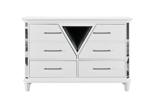 Global Furniture Marco Metallic White Dresser and Mirror