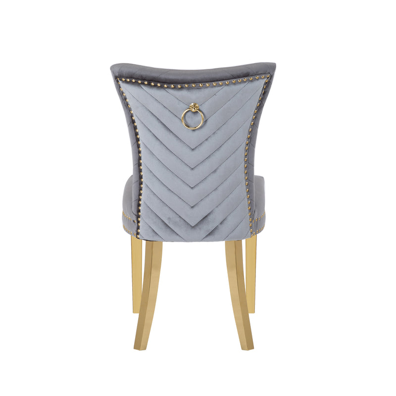 2 Galaxy Home Eva Blue Gold Leg Dining Chairs