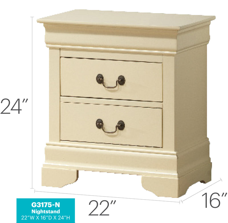 Glory Furniture Louis Phillipe Beige Nightstand