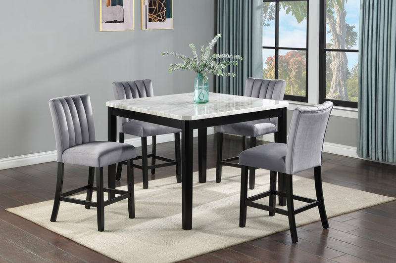 Crown Mark Pascal White Black Counter Height Table
