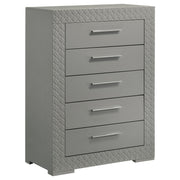 Coaster Furniture Ives Grey High Gloss 5 Drawer Chest