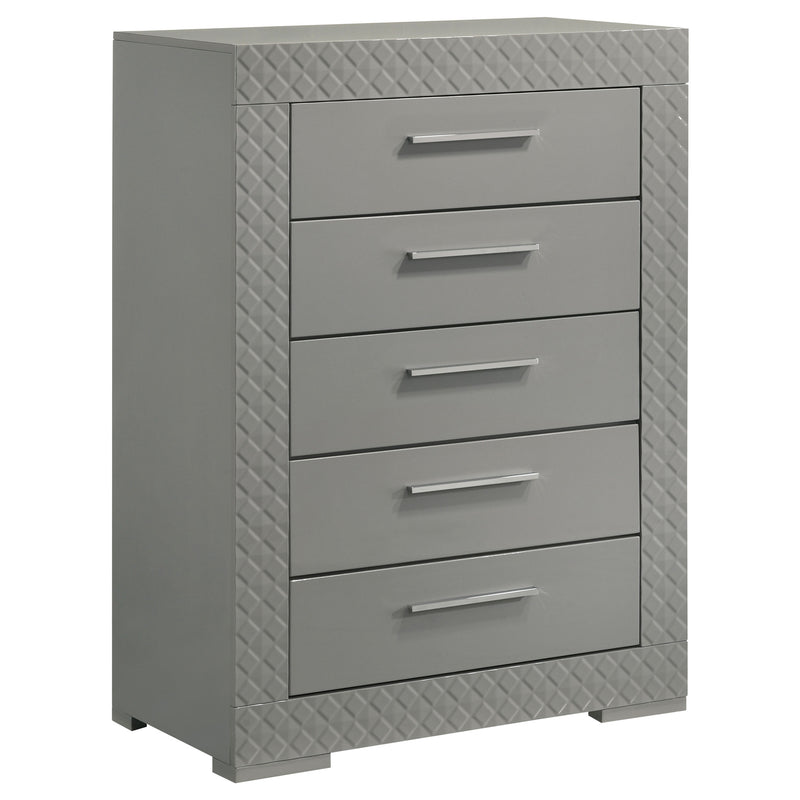 Coaster Furniture Ives Grey High Gloss 5 Drawer Chest