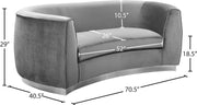 Meridian Furniture Julian Grey Velvet Chrome Loveseat