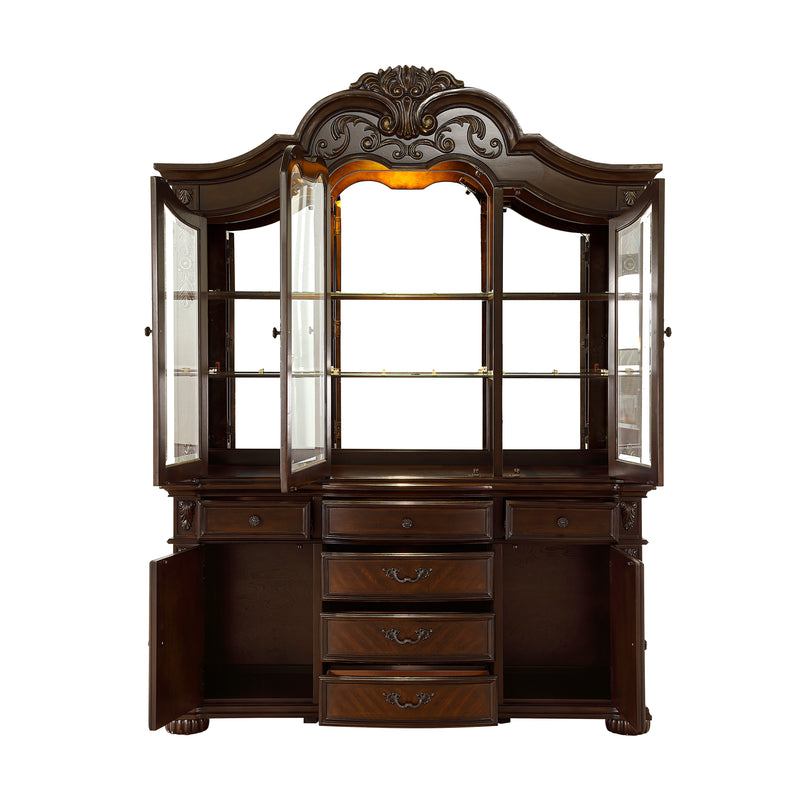 Home Elegance Adelina Cherry Gold Buffet and Hutch