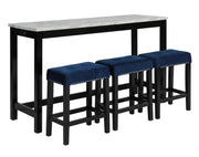 New Classic Furniture Celeste Blue 4pc Theater Bar Table Set