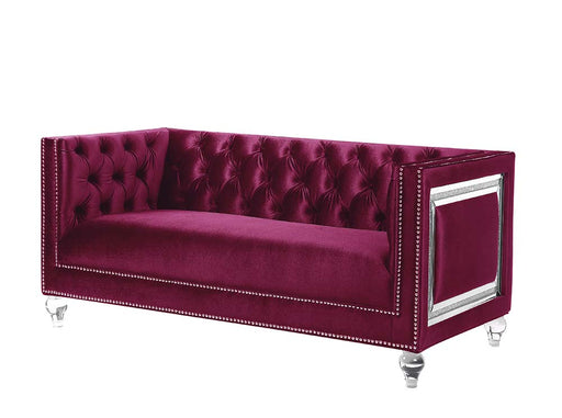 Acme Furniture Heibero Burgundy Loveseat with Pillows