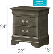 Glory Furniture Louis Phillipe Silver Champagne Nightstand
