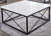 Steve Silver Skyler White Marble Top Square Coffee Table