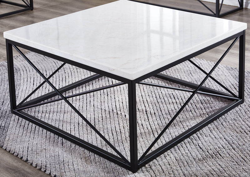 Steve Silver Skyler White Marble Top Square Coffee Table