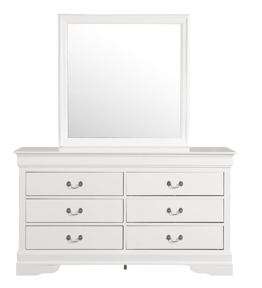 Glory Furniture Louis Phillipe Traditional Oak Dresser and Mirror