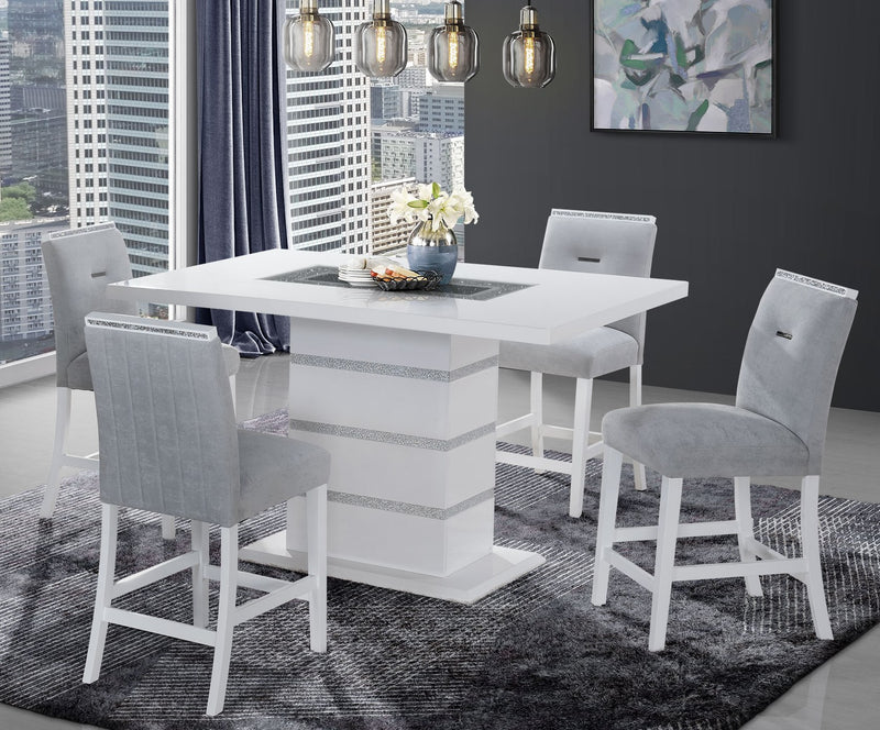 Global Furniture Monaco White Rectangular 5pc Bar Set