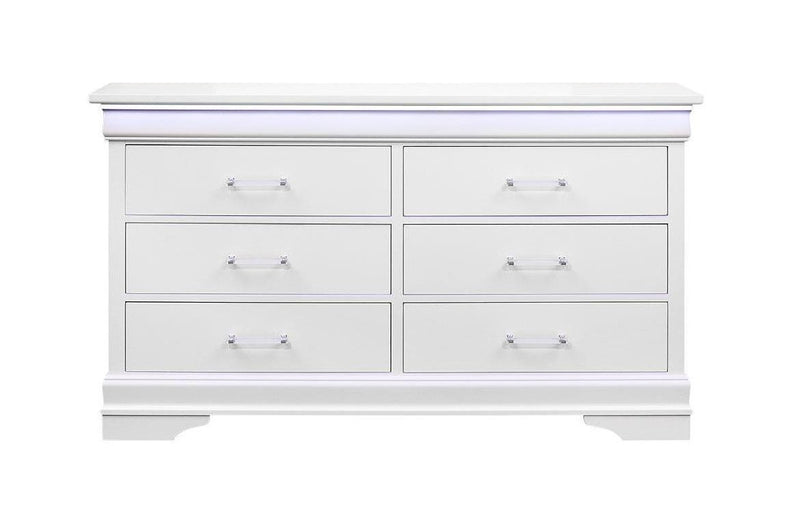 Global Furniture Charlie White LED Dresser And Mirror