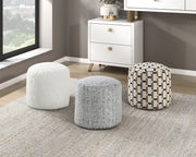Home Elegance Easley Black White Round Pouf