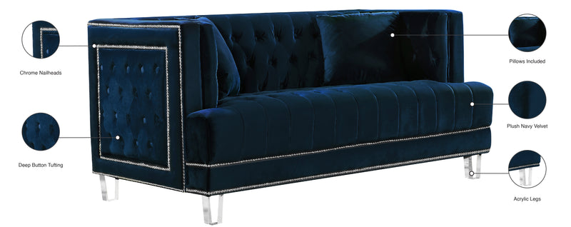 Meridian Furniture Lucas Black Velvet Loveseat