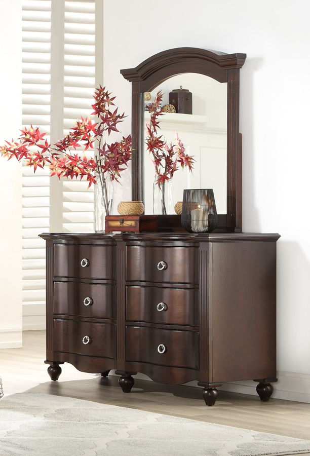 Home Elegance Espresso Dresser and Mirror
