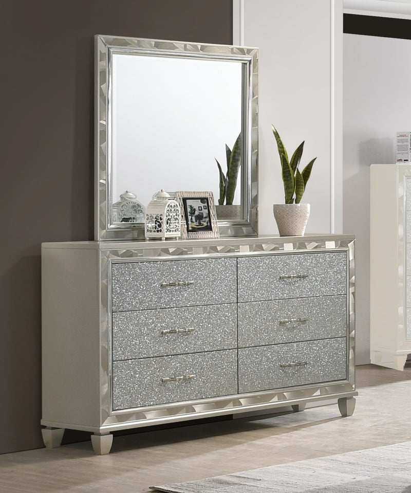 New Classic Furniture Radiance Silver Dresser and Mirror