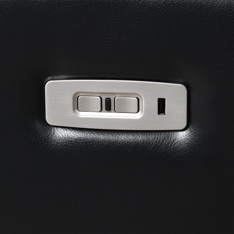 New Classic Furniture Orion II Black Reclining Console Loveseat with Power Footrests and Headrests