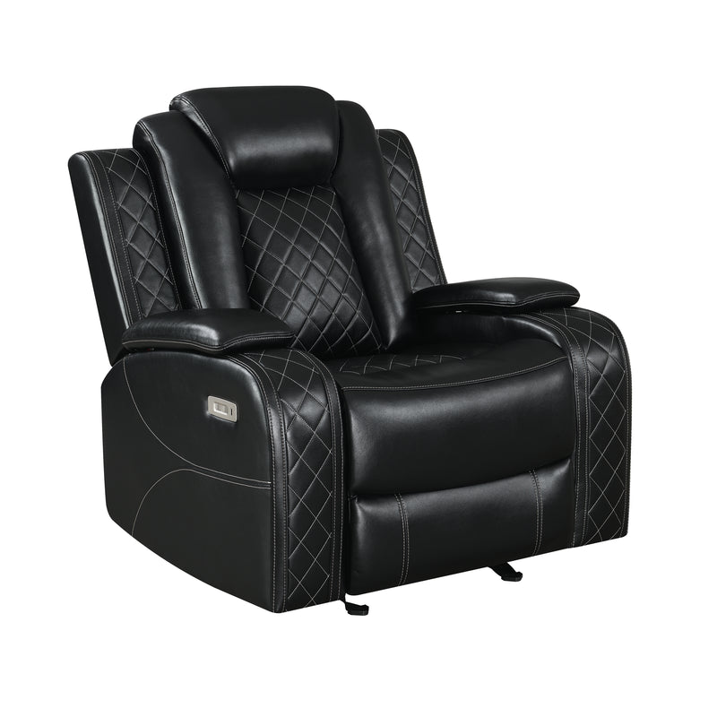 New Classic Furniture Orion II Black Glider Recliner with Power Footrest and Headrest