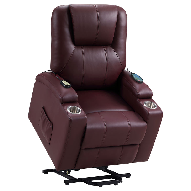Coaster Furniture Armstrong Red Power Lift Massage Recliner