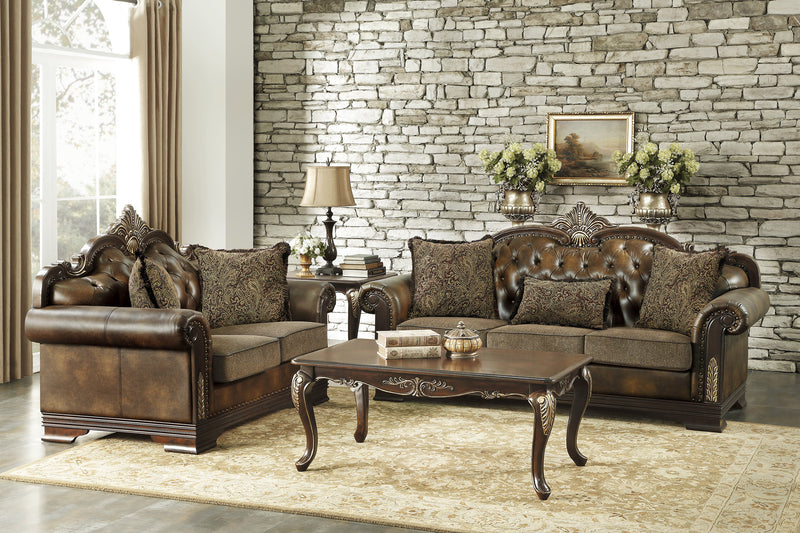 Home Elegance Croydon Brown 2pc Living Room Set