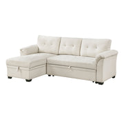 Home Elegance Elara Beige 2pc Reversible Sectional with Hidden Storage and Pull Out Bed
